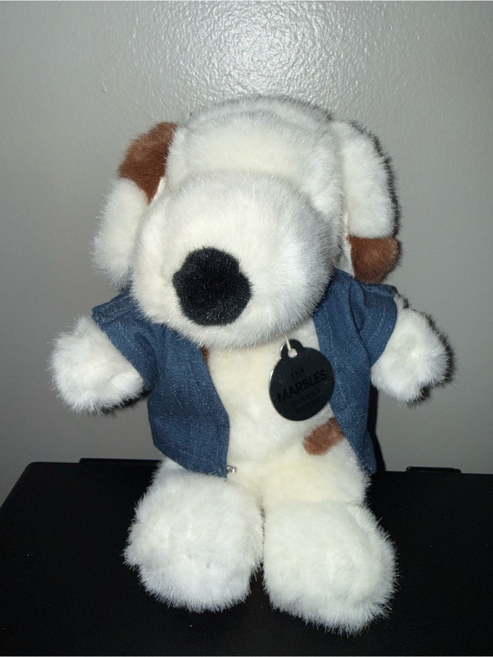 VTG Peanuts Marbles Puppy Dog 10” Plush Snoopy's Brother w/Shirt & Name Tag!